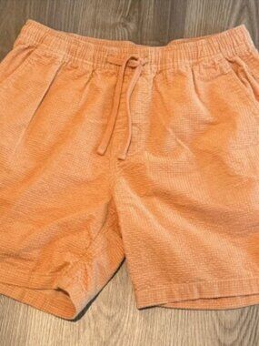 Mens Katin Ward Corduroy Waffle Orange Pull On Shorts Sz Small MSRP $70